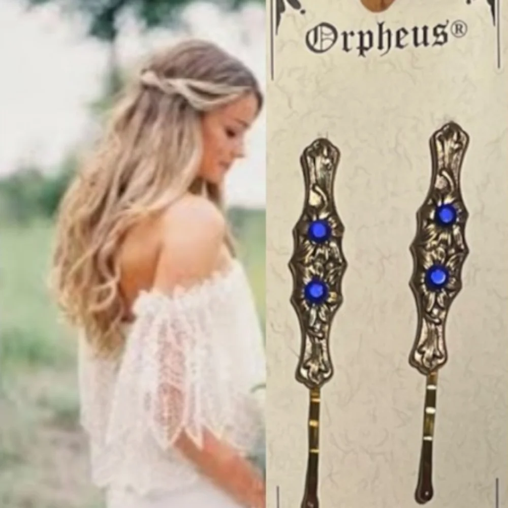 Hair Clip Gemstone Bobby Pin Reproduction Romantic Vintage Style Hair Jewelry